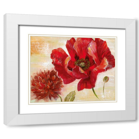 Passion For Poppies II White Modern Wood Framed Art Print with Double Matting by Nan