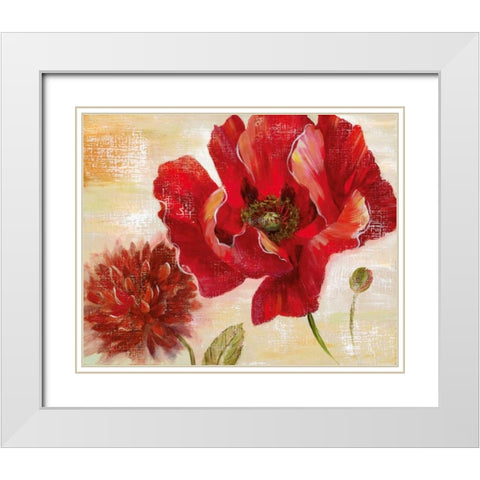 Passion For Poppies II White Modern Wood Framed Art Print with Double Matting by Nan