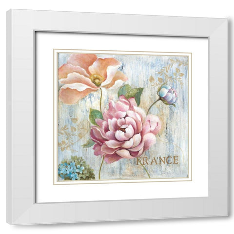 French Garden White Modern Wood Framed Art Print with Double Matting by Tava Studios