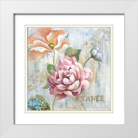 French Garden White Modern Wood Framed Art Print with Double Matting by Tava Studios