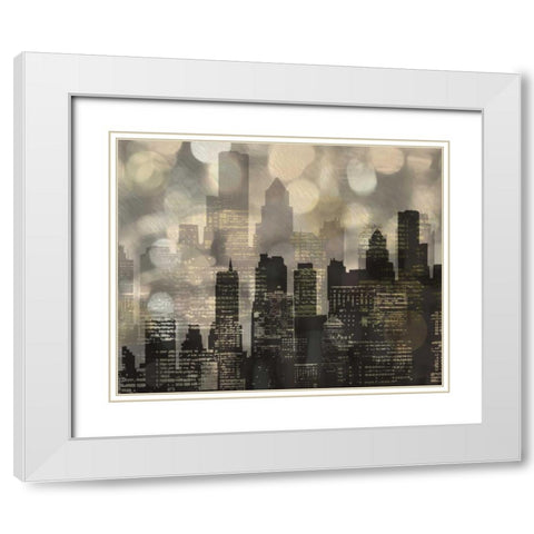 City L Lights White Modern Wood Framed Art Print with Double Matting by Craven, Katrina