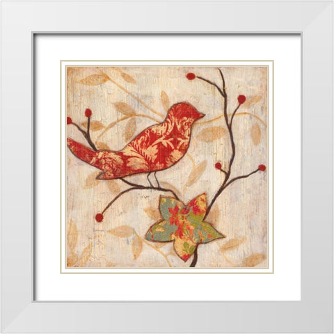 Song Bird I Revisited White Modern Wood Framed Art Print with Double Matting by Tava Studios