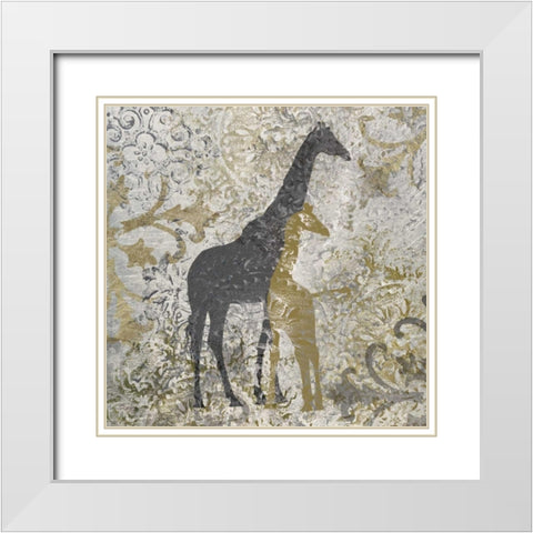 Giraffes Exotiques White Modern Wood Framed Art Print with Double Matting by Craven, Katrina