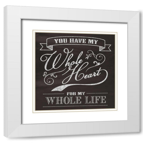 Whole Heart White Modern Wood Framed Art Print with Double Matting by Havoc Gifts