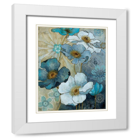 Blue Denim Garden I White Modern Wood Framed Art Print with Double Matting by Robinson, Carol