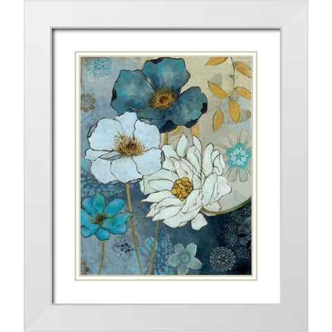 Blue Denim GardenII White Modern Wood Framed Art Print with Double Matting by Robinson, Carol