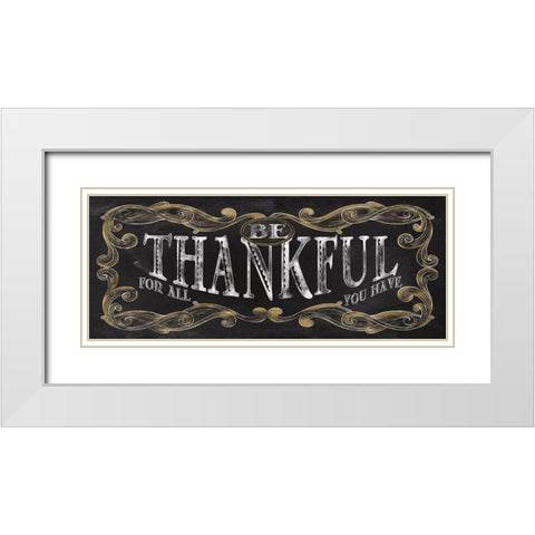 Be Thankful White Modern Wood Framed Art Print with Double Matting by Knutsen, Conrad