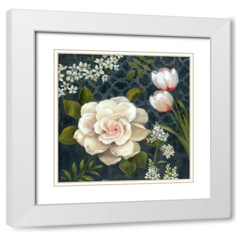 Midnight Garden I White Modern Wood Framed Art Print with Double Matting by Nan