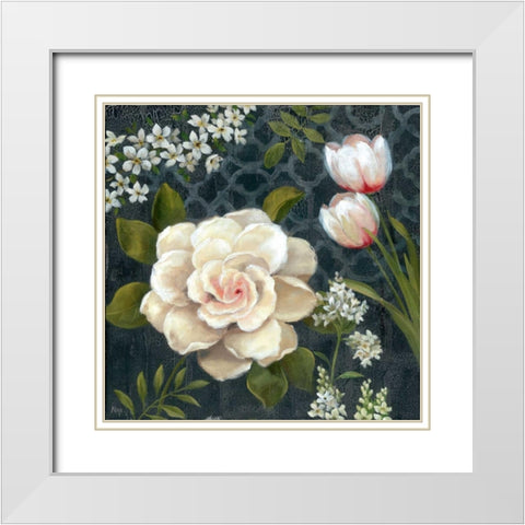 Midnight Garden I White Modern Wood Framed Art Print with Double Matting by Nan