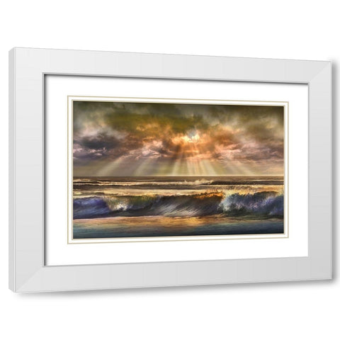 Waves of Light White Modern Wood Framed Art Print with Double Matting by Calascibetta, Mike