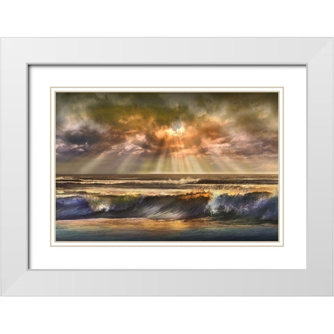Waves of Light White Modern Wood Framed Art Print with Double Matting by Calascibetta, Mike