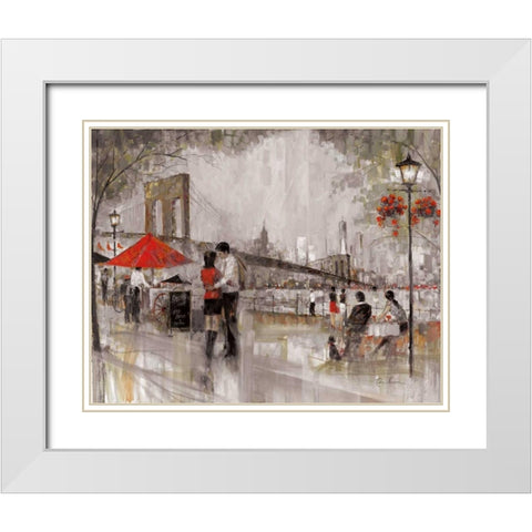 New York Romance White Modern Wood Framed Art Print with Double Matting by Manning, Ruane
