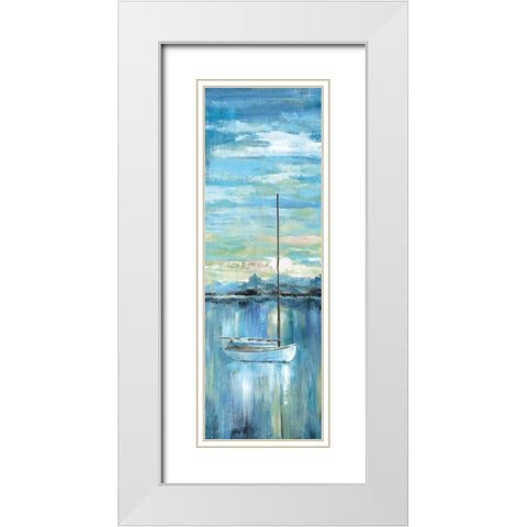 Evening Bay I White Modern Wood Framed Art Print with Double Matting by Nan