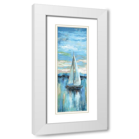 Evening Bay II White Modern Wood Framed Art Print with Double Matting by Nan