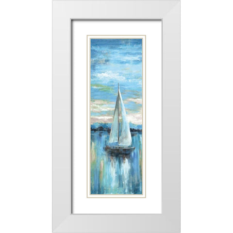 Evening Bay II White Modern Wood Framed Art Print with Double Matting by Nan