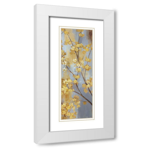 Forsythia Garden II White Modern Wood Framed Art Print with Double Matting by Nan