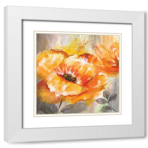 Orange Crush I White Modern Wood Framed Art Print with Double Matting by Nan