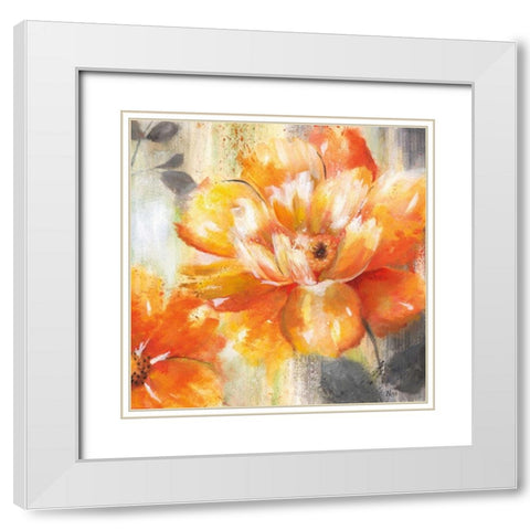 Orange Crush II White Modern Wood Framed Art Print with Double Matting by Nan