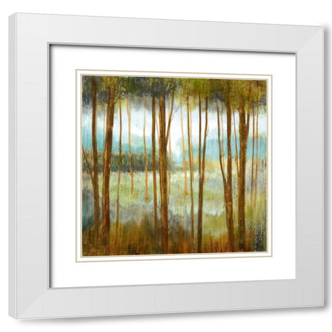 Soft Forest I White Modern Wood Framed Art Print with Double Matting by Nan