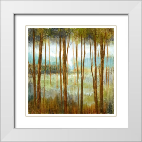 Soft Forest I White Modern Wood Framed Art Print with Double Matting by Nan