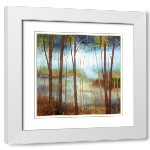 Soft Forest II White Modern Wood Framed Art Print with Double Matting by Nan