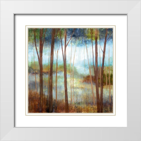 Soft Forest II White Modern Wood Framed Art Print with Double Matting by Nan