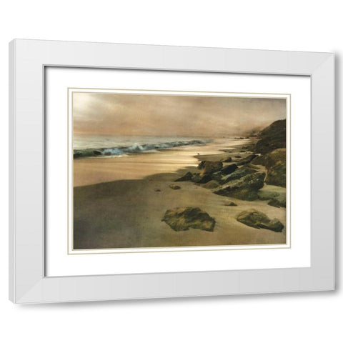 Beach at Dusk White Modern Wood Framed Art Print with Double Matting by Calascibetta, Mike