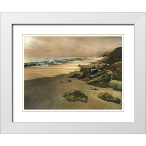 Beach at Dusk White Modern Wood Framed Art Print with Double Matting by Calascibetta, Mike