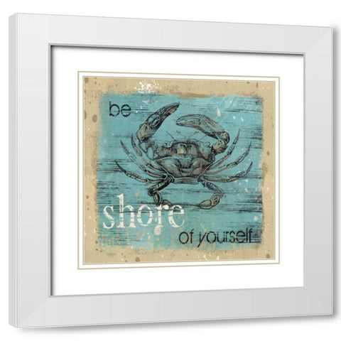 Be Shore White Modern Wood Framed Art Print with Double Matting by Robinson, Carol