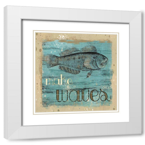 Make Waves White Modern Wood Framed Art Print with Double Matting by Robinson, Carol