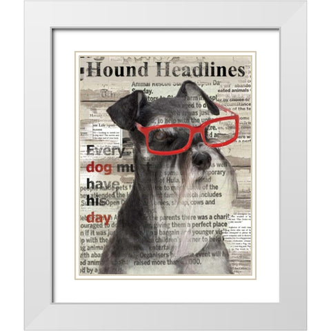 Hound Headline White Modern Wood Framed Art Print with Double Matting by Robinson, Carol