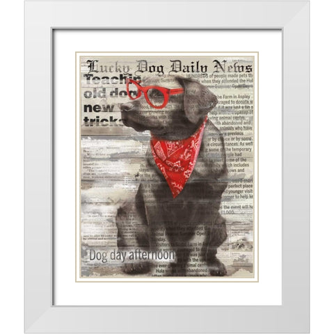 Lucky Dog White Modern Wood Framed Art Print with Double Matting by Robinson, Carol