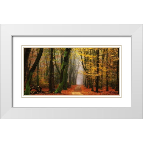 Shimmer White Modern Wood Framed Art Print with Double Matting by Van de Goor, Lars