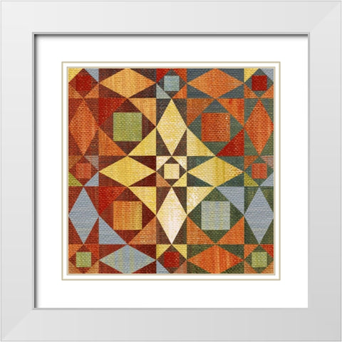 Kaleidoscope Quilt II White Modern Wood Framed Art Print with Double Matting by Craven, Katrina
