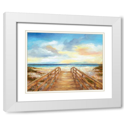 Walk to the Beach White Modern Wood Framed Art Print with Double Matting by Nan