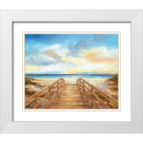 Walk to the Beach White Modern Wood Framed Art Print with Double Matting by Nan