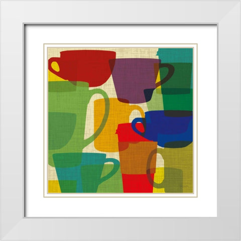 Kitchen Cups White Modern Wood Framed Art Print with Double Matting by Craven, Katrina