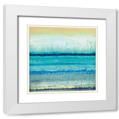 Blue River White Modern Wood Framed Art Print with Double Matting by Tava Studios