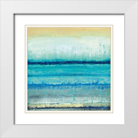 Blue River White Modern Wood Framed Art Print with Double Matting by Tava Studios