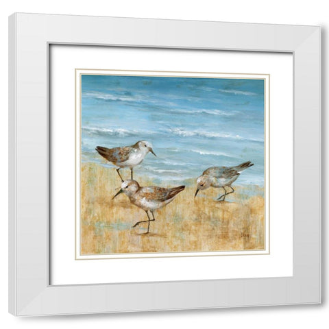Sandpipers II White Modern Wood Framed Art Print with Double Matting by Nan
