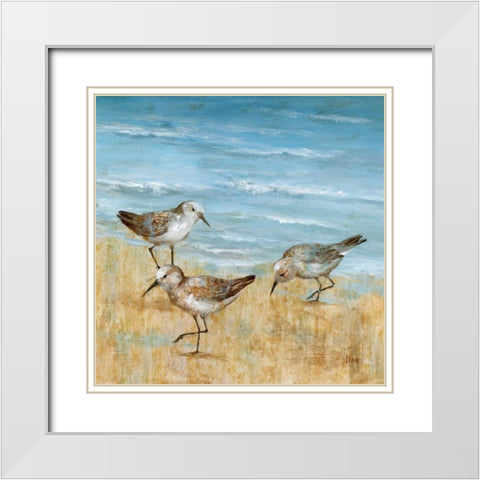 Sandpipers II White Modern Wood Framed Art Print with Double Matting by Nan