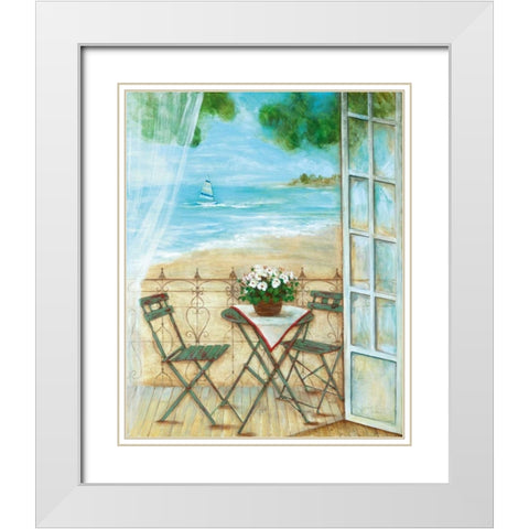 Veranda Vista I White Modern Wood Framed Art Print with Double Matting by Tava Studios