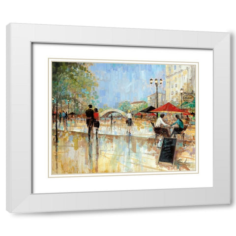 Riverwalk Charm White Modern Wood Framed Art Print with Double Matting by Manning, Ruane