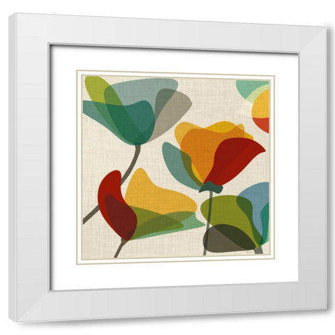 Flower Shapes II White Modern Wood Framed Art Print with Double Matting by Craven, Katrina