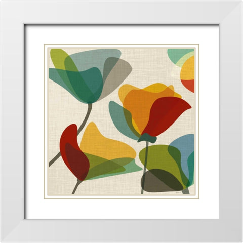 Flower Shapes II White Modern Wood Framed Art Print with Double Matting by Craven, Katrina
