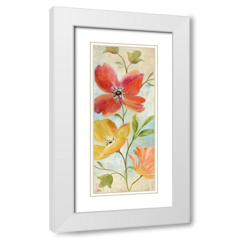 Spring Hues I White Modern Wood Framed Art Print with Double Matting by Nan