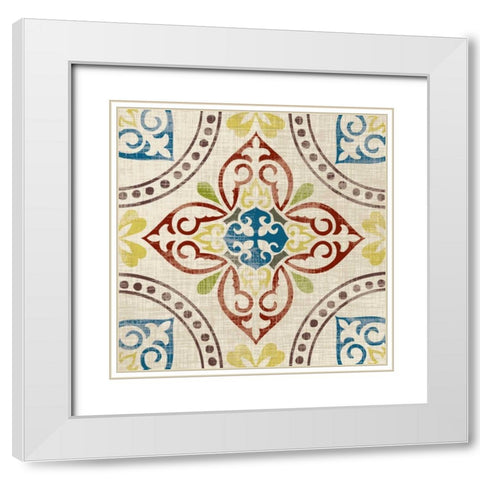 Global Tile I White Modern Wood Framed Art Print with Double Matting by Craven, Katrina