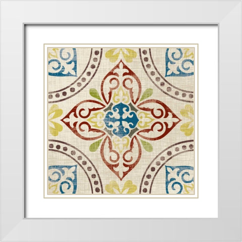 Global Tile I White Modern Wood Framed Art Print with Double Matting by Craven, Katrina