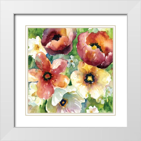 Fiesta Primavera II White Modern Wood Framed Art Print with Double Matting by Robinson, Carol