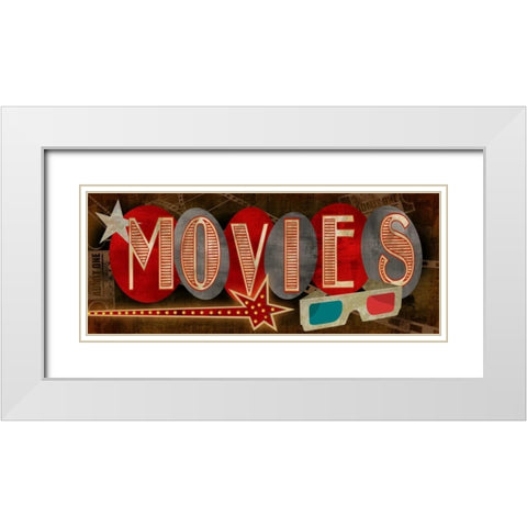 Movies White Modern Wood Framed Art Print with Double Matting by Knutsen, Conrad